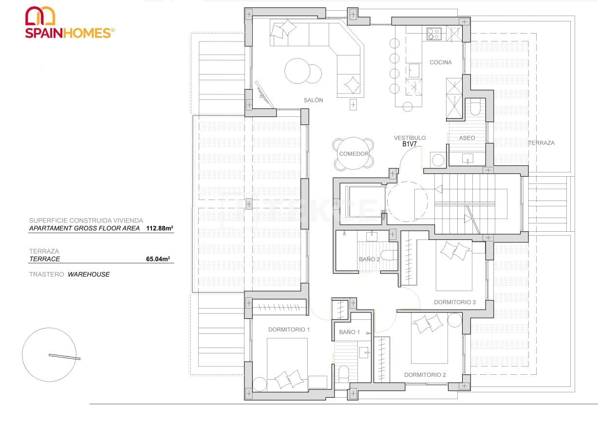 3 sypialnia Mieszkanie na sprzedaż w Torre-Pacheco z basenem - 420 000 € (Ref: 8965642)