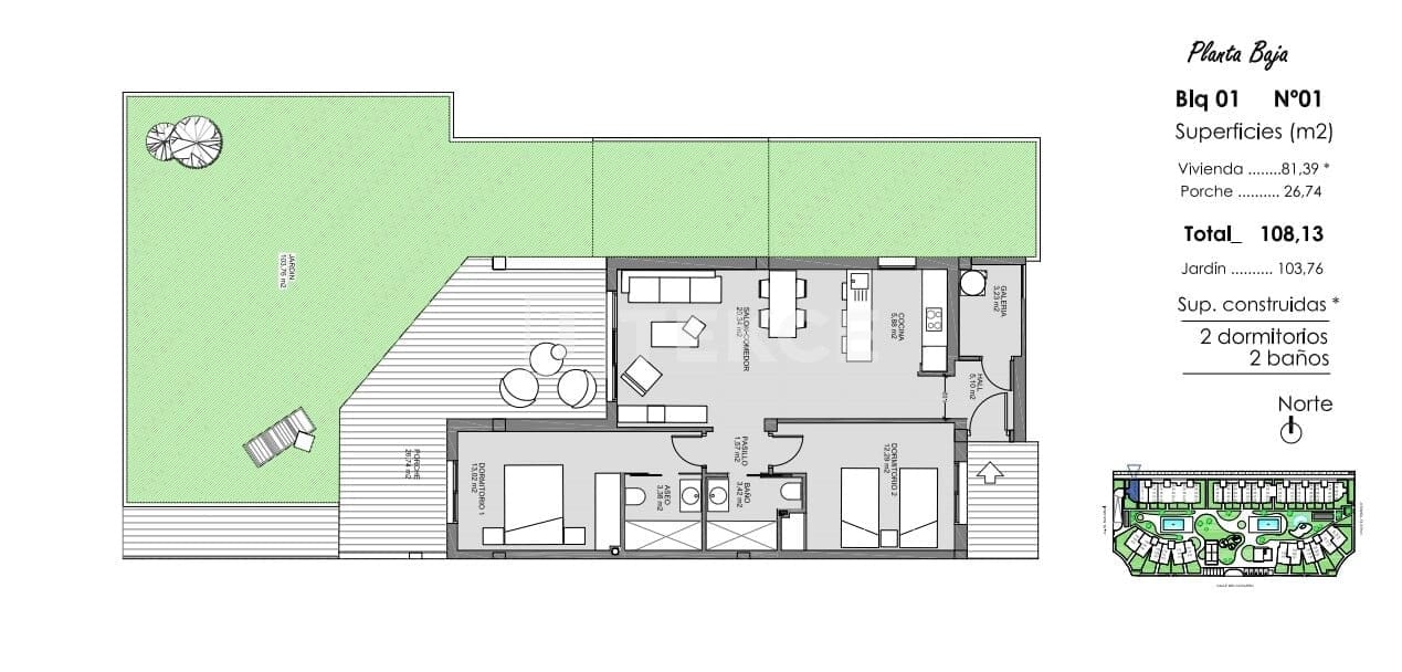 2 bedroom Flat for sale in El Raso with pool - € 294,000 (Ref: 8965761)