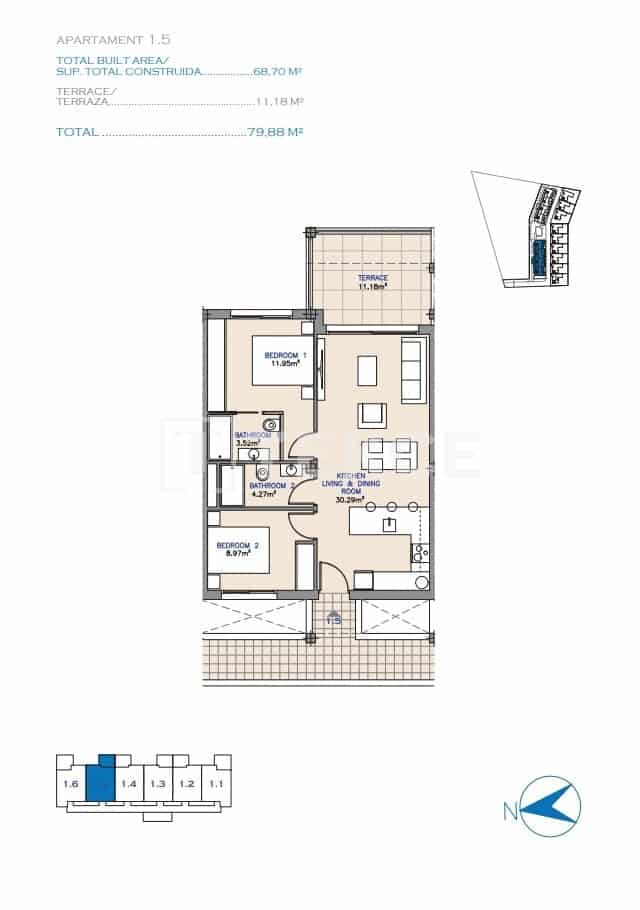 2 bedroom Flat for sale in Los Alcazares with pool - € 249,000 (Ref: 8966026)