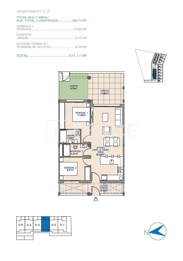 2 bedroom Flat for sale in Los Alcazares with pool - € 249,000 (Ref: 8966026)