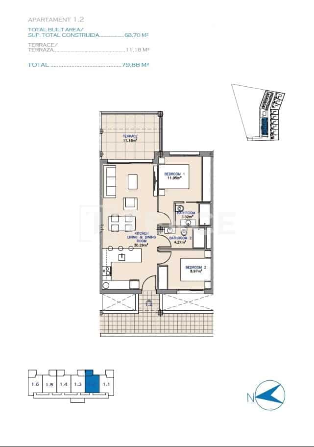 2 bedroom Flat for sale in Los Alcazares with pool - € 249,000 (Ref: 8966026)