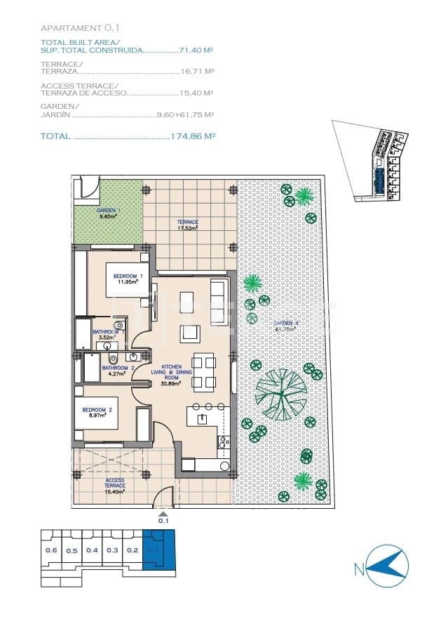 2 sovrum Lägenhet till salu i Los Alcazares med pool - 299 000 € (Ref: 8982000)