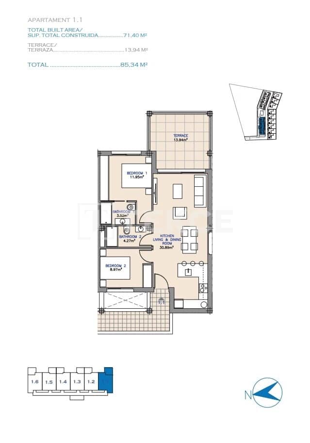 2 sovrum Lägenhet till salu i Los Alcazares med pool - 299 000 € (Ref: 8982000)