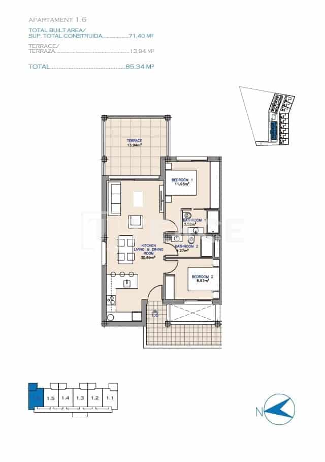 2 sovrum Lägenhet till salu i Los Alcazares med pool - 299 000 € (Ref: 8982000)