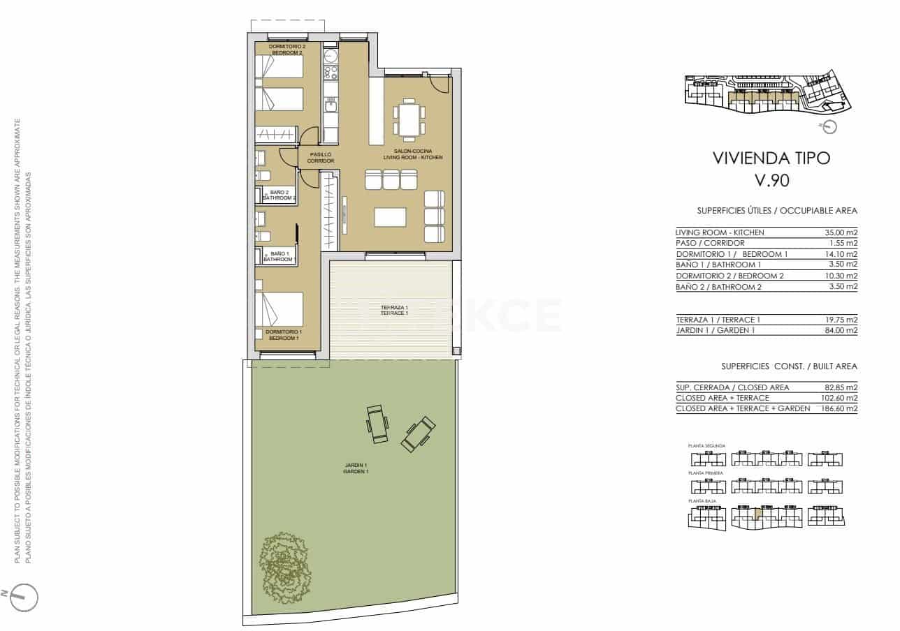 3 slaapkamer Flat te koop in Pinar de Campoverde met zwembad - € 335.000 (Ref: 9002797)