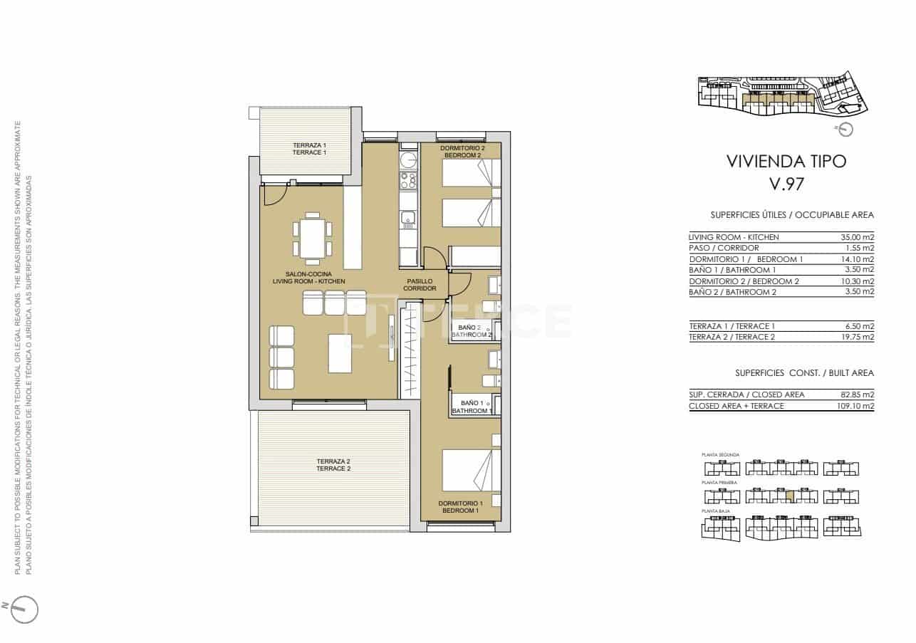 3 slaapkamer Flat te koop in Pinar de Campoverde met zwembad - € 335.000 (Ref: 9002797)