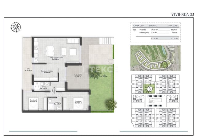 2 soveværelse Lejlighed til salg i Condado de Alhama, Alhama de Murcia med swimmingpool - € 252.000 (Ref: 9074697)