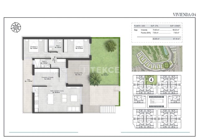 2 soveværelse Lejlighed til salg i Condado de Alhama, Alhama de Murcia med swimmingpool - € 252.000 (Ref: 9074697)