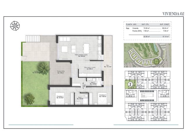 2 soveværelse Lejlighed til salg i Condado de Alhama, Alhama de Murcia med swimmingpool - € 252.000 (Ref: 9074697)