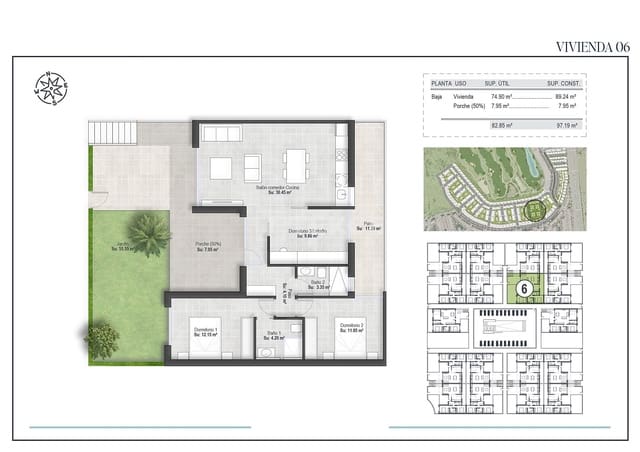 3 chambre Appartement à vendre à Condado de Alhama, Alhama de Murcia avec piscine - 287 000 € (Ref: 9074699)