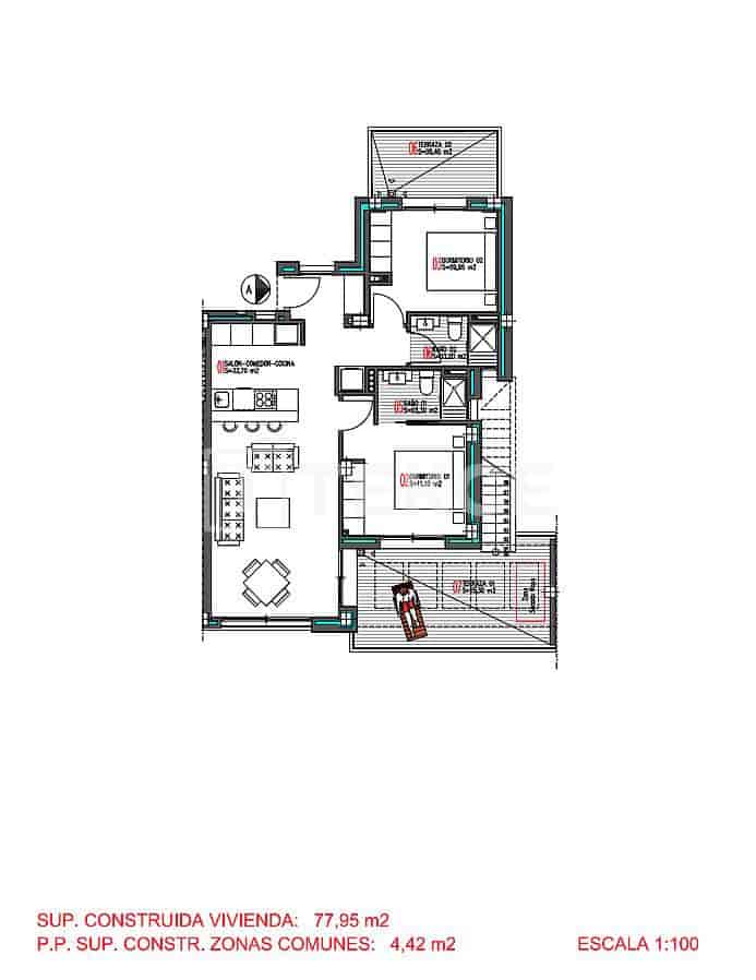 2 slaapkamer Flat te koop in Torrevieja met zwembad - € 399.000 (Ref: 9204137)
