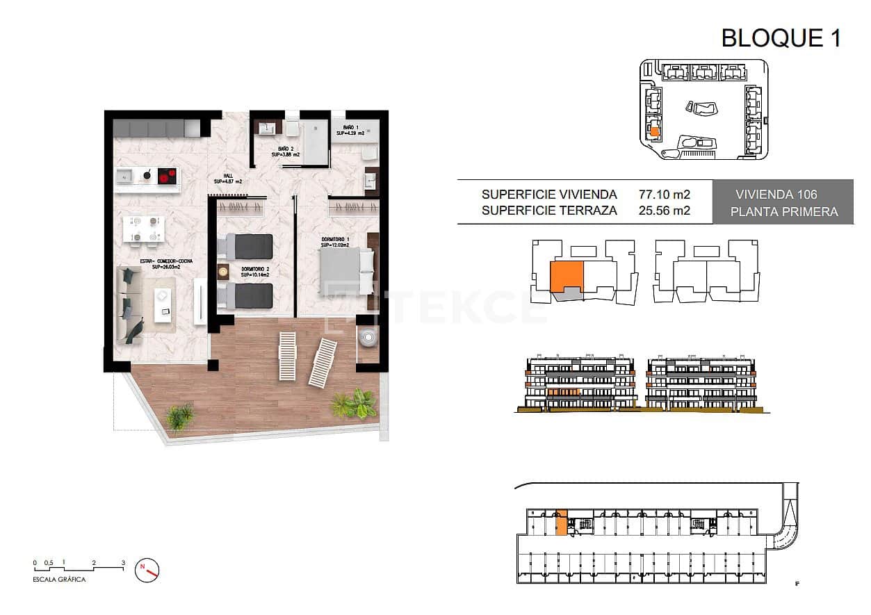 2 Zimmer Wohnung zu verkaufen in Torrevieja mit Pool - 284.000 € (Ref: 9232073)