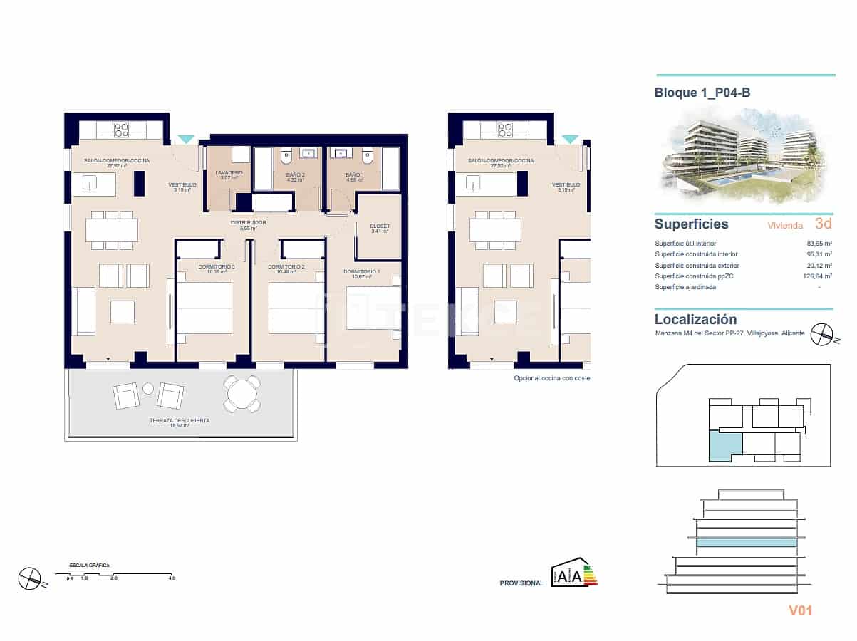 4 soveværelse Lejlighed til salg i La Villajoyosa / Vila Joiosa med swimmingpool - € 660.000 (Ref: 9239490)