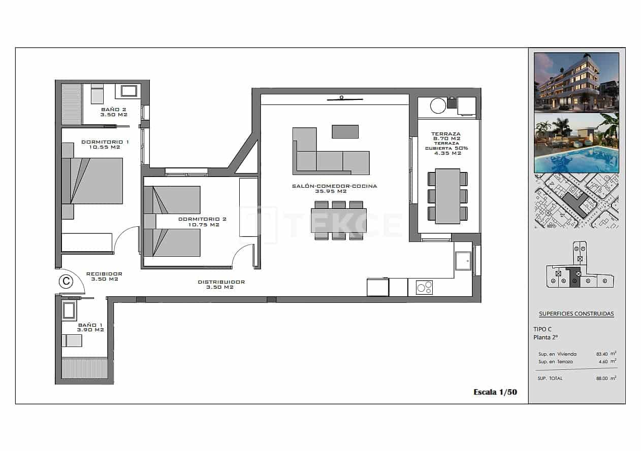 1 bedroom Flat for sale in Santa Pola with pool - € 190,000 (Ref: 9371441)