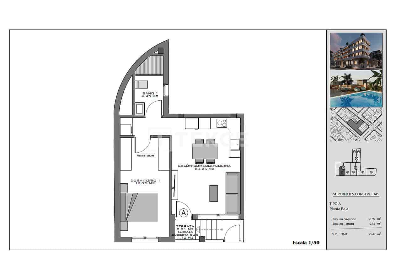 1 bedroom Flat for sale in Santa Pola with pool - € 190,000 (Ref: 9371441)