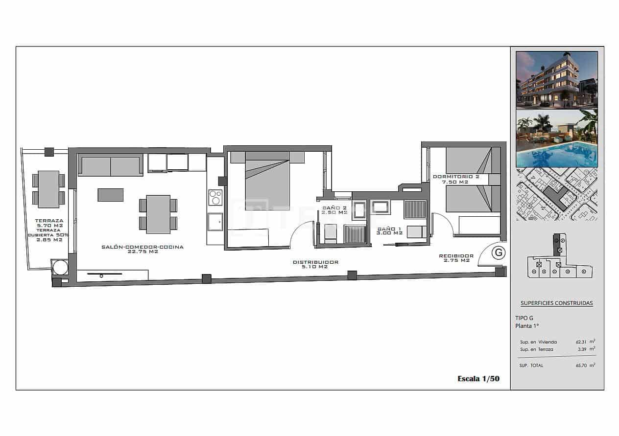 2 bedroom Flat for sale in Santa Pola with pool - € 215,000 (Ref: 9371442)