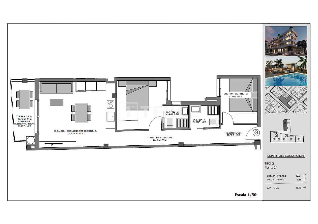 2 bedroom Flat for sale in Santa Pola with pool - € 215,000 (Ref: 9371442)