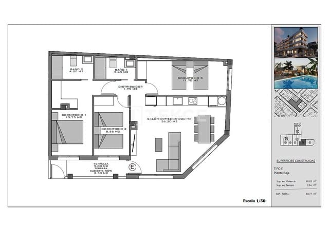 2 Zimmer Wohnung zu verkaufen in Santa Pola mit Pool - 215.000 € (Ref: 9371442)