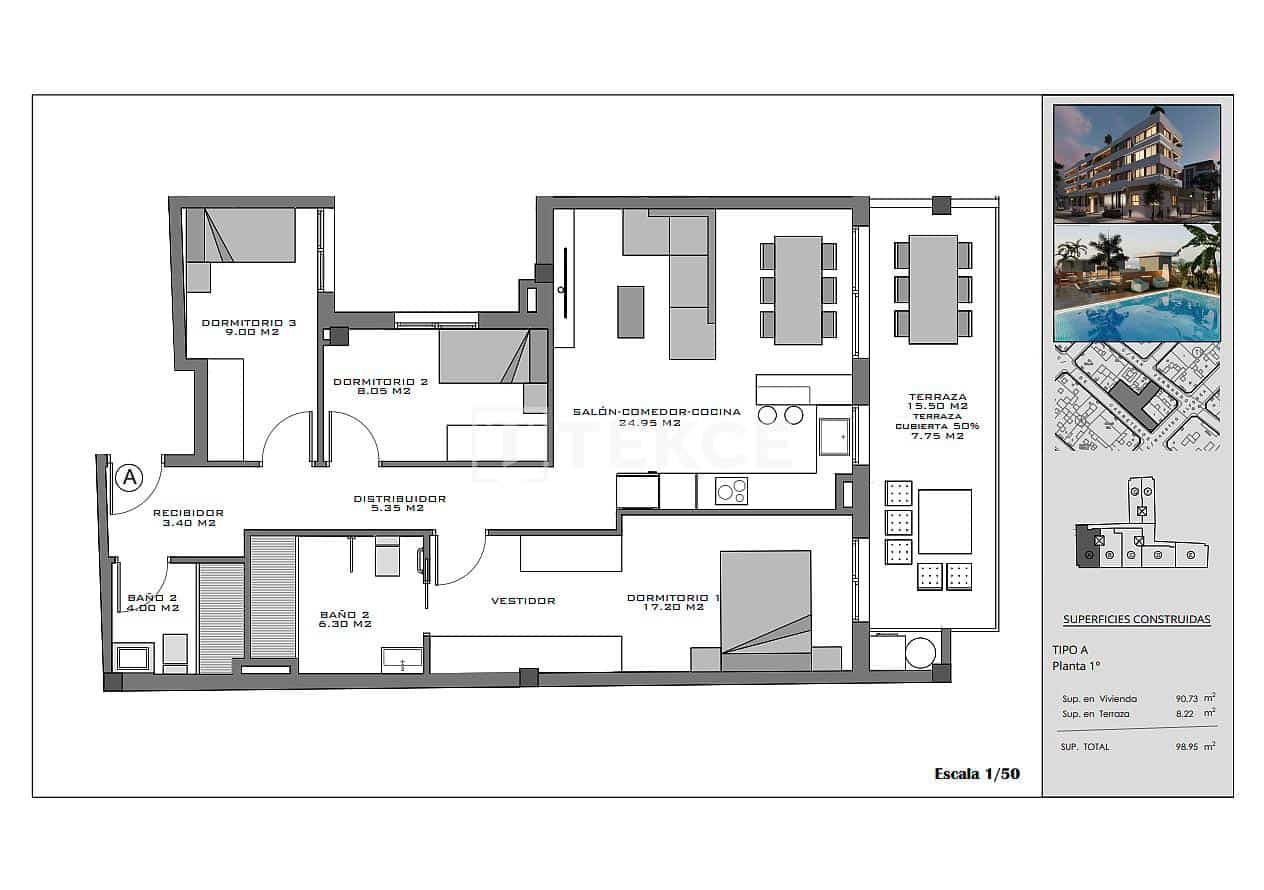 2 bedroom Flat for sale in Santa Pola with pool - € 215,000 (Ref: 9371442)