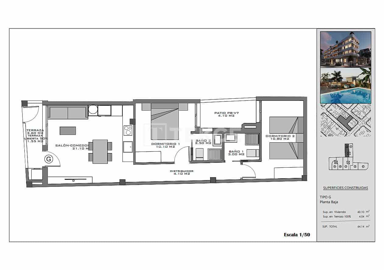 2 slaapkamer Flat te koop in Santa Pola met zwembad - € 235.000 (Ref: 9371443)