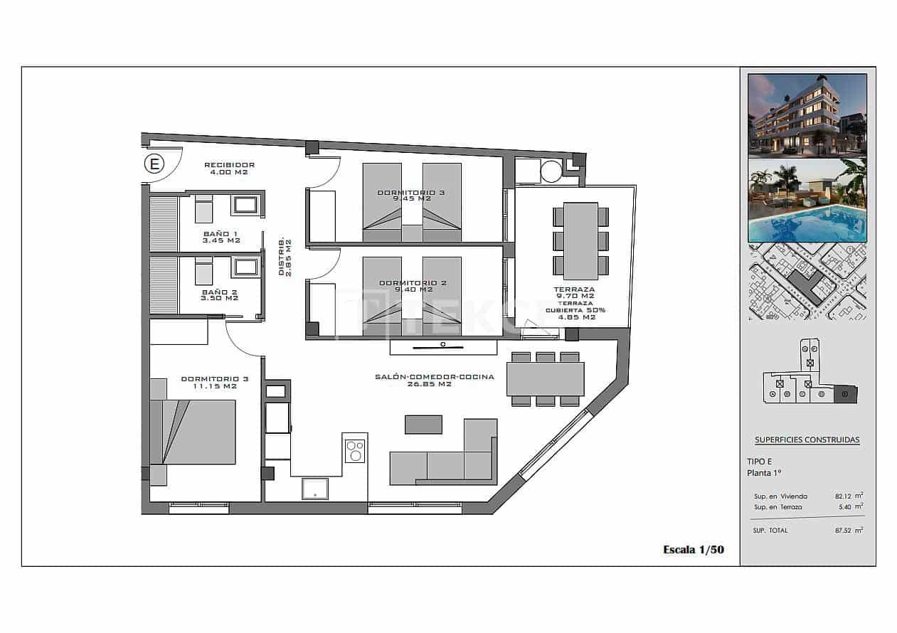 2 slaapkamer Flat te koop in Santa Pola met zwembad - € 235.000 (Ref: 9371443)