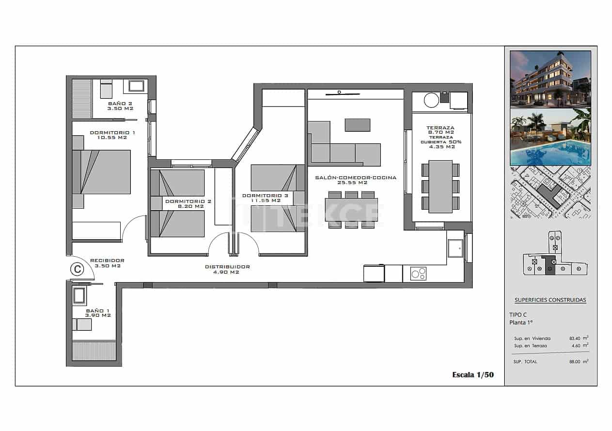 2 slaapkamer Flat te koop in Santa Pola met zwembad - € 235.000 (Ref: 9371443)
