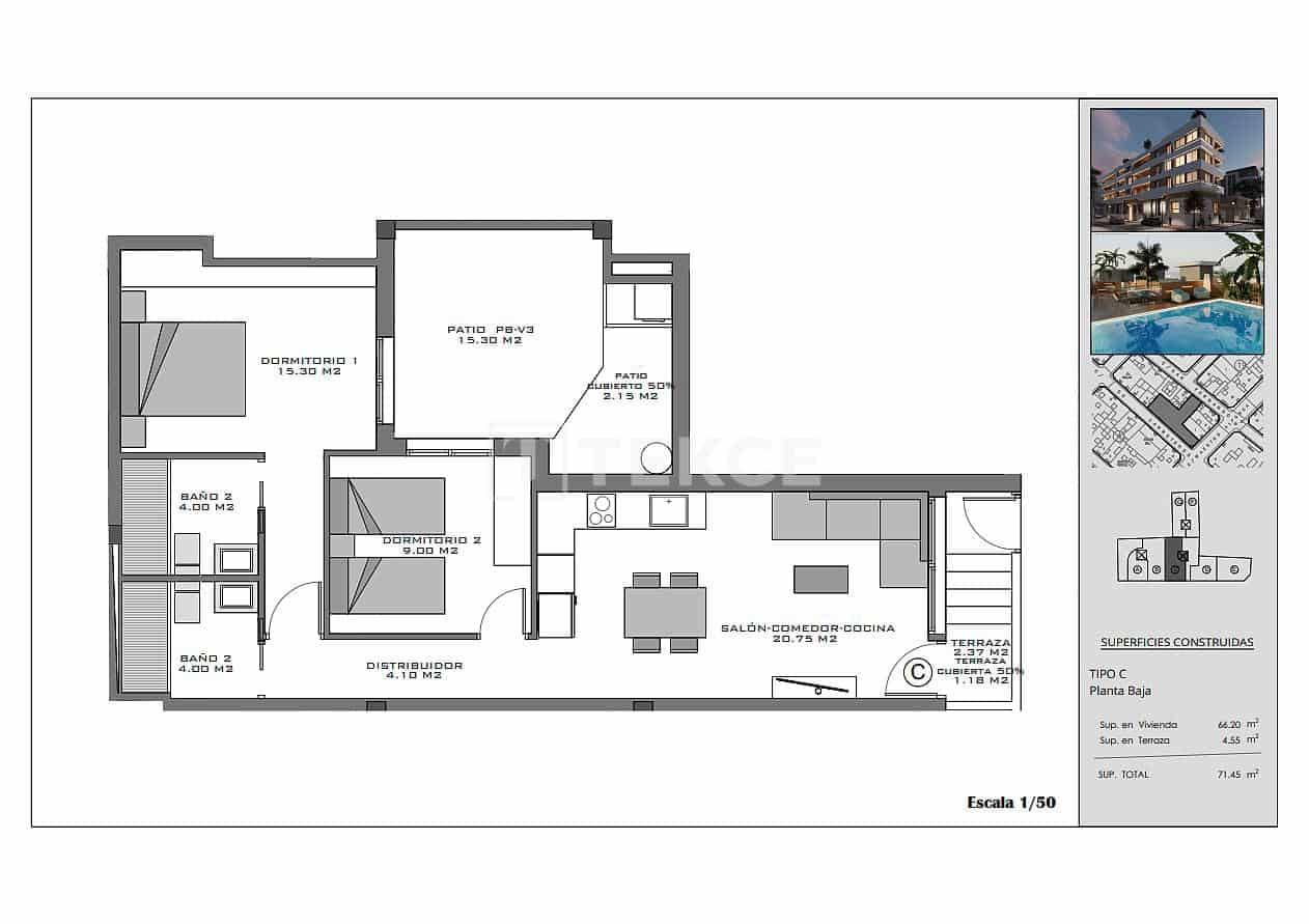 Piso de 3 habitaciones en Santa Pola en venta con piscina - 265.000 € (Ref: 9371444)