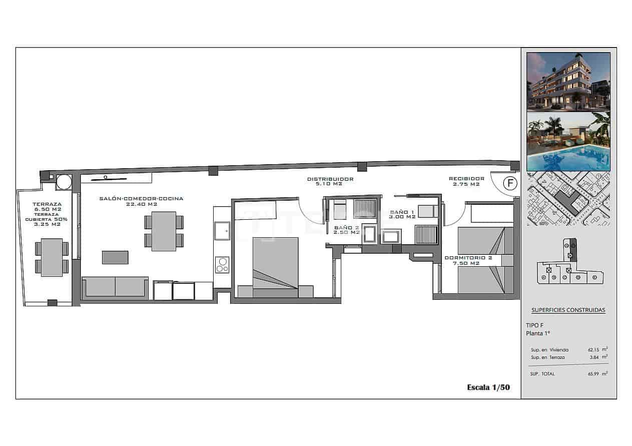 Piso de 3 habitaciones en Santa Pola en venta con piscina - 265.000 € (Ref: 9371444)