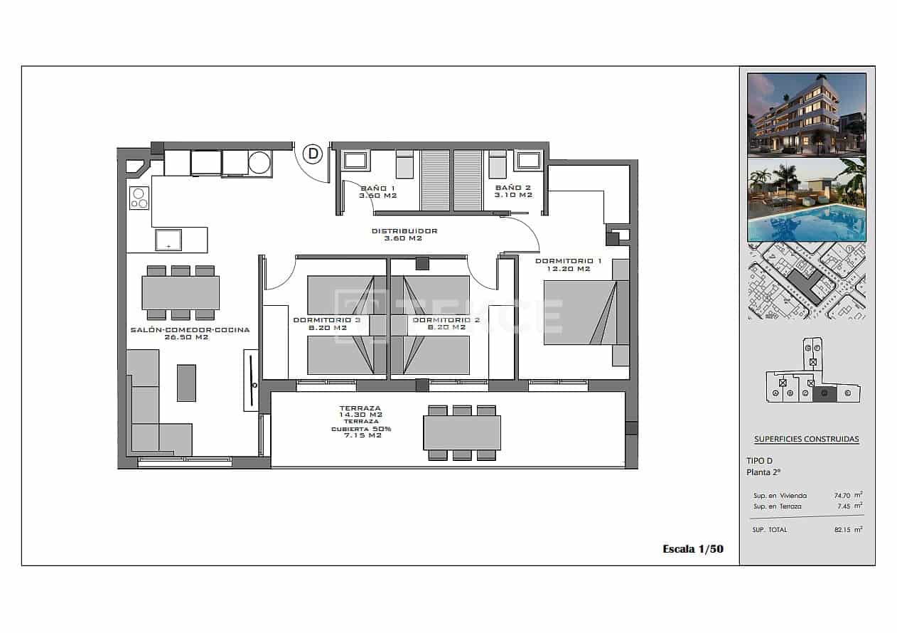 3 bedroom Flat for sale in Santa Pola with pool - € 305,000 (Ref: 9371445)