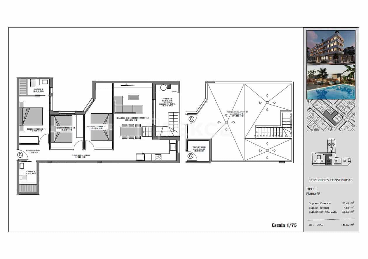 3 bedroom Flat for sale in Santa Pola with pool - € 305,000 (Ref: 9371445)