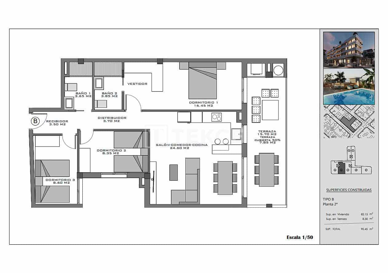 3 bedroom Flat for sale in Santa Pola with pool - € 305,000 (Ref: 9371445)