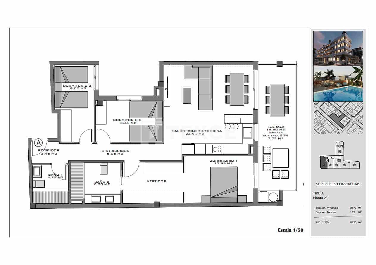 3 bedroom Flat for sale in Santa Pola with pool - € 305,000 (Ref: 9371445)