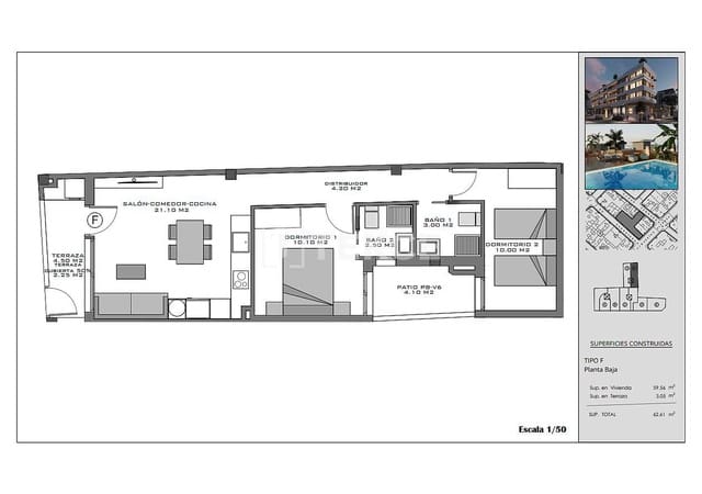 2 quarto Apartamento para venda em Santa Pola com piscina - 320 000 € (Ref: 9371446)