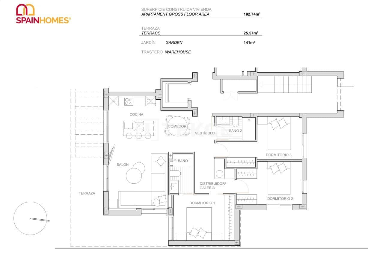 2 bedroom Flat for sale in Torre-Pacheco with pool - € 339,000 (Ref: 9388570)
