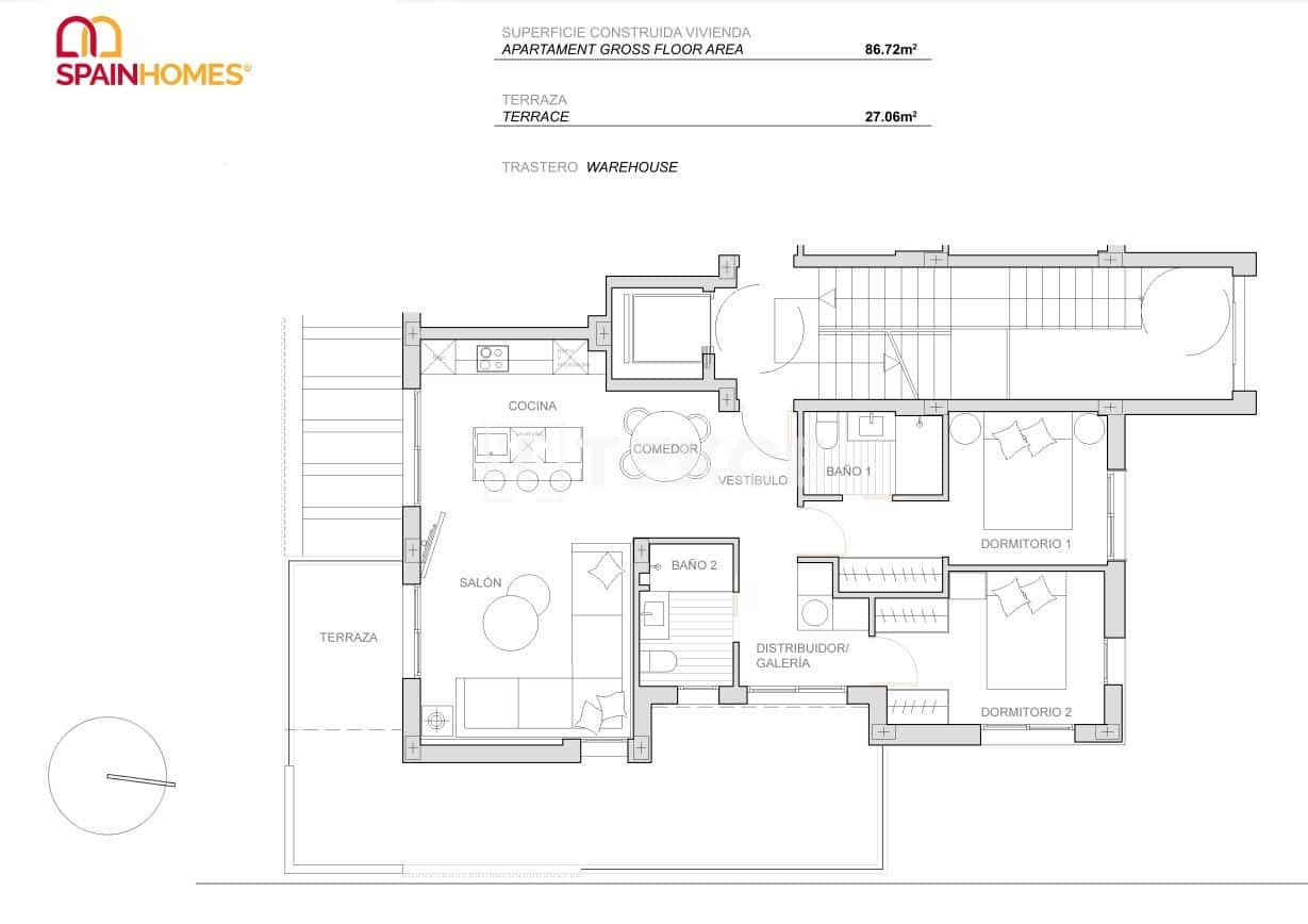 2 bedroom Flat for sale in Torre-Pacheco with pool - € 339,000 (Ref: 9388570)