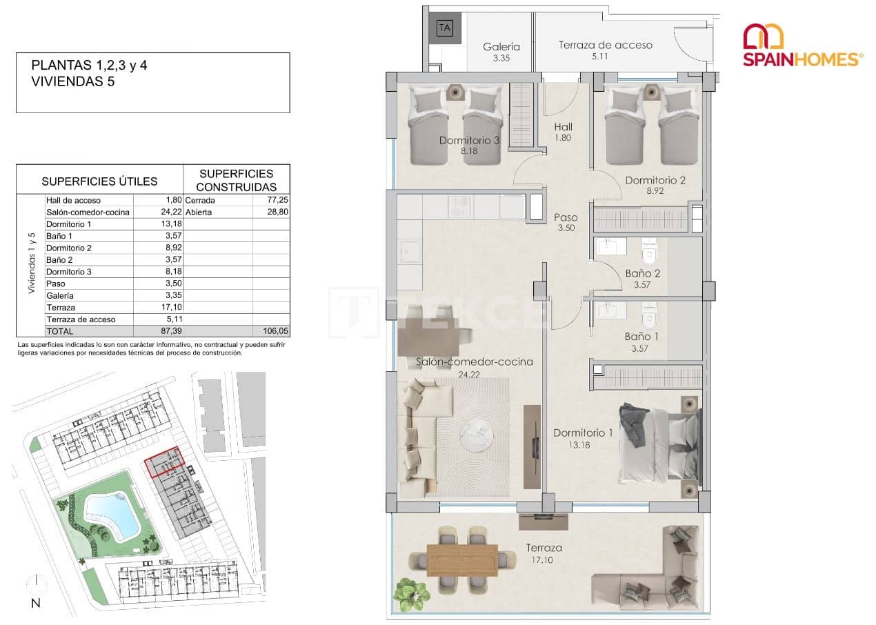 3 bedroom Flat for sale in Santa Pola with pool - € 375,000 (Ref: 9475744)