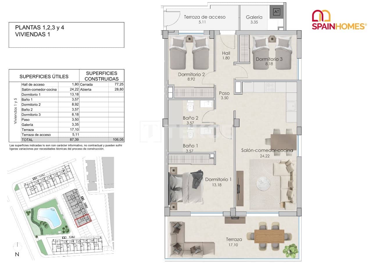 3 bedroom Flat for sale in Santa Pola with pool - € 375,000 (Ref: 9475744)