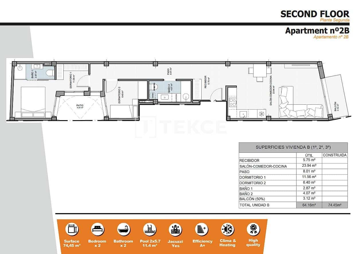 Piso de 2 habitaciones en Torrevieja en venta con piscina - 260.000 € (Ref: 9511911)
