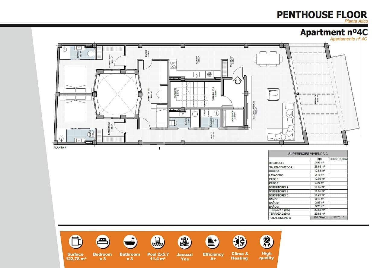 Piso de 2 habitaciones en Torrevieja en venta con piscina - 260.000 € (Ref: 9511911)