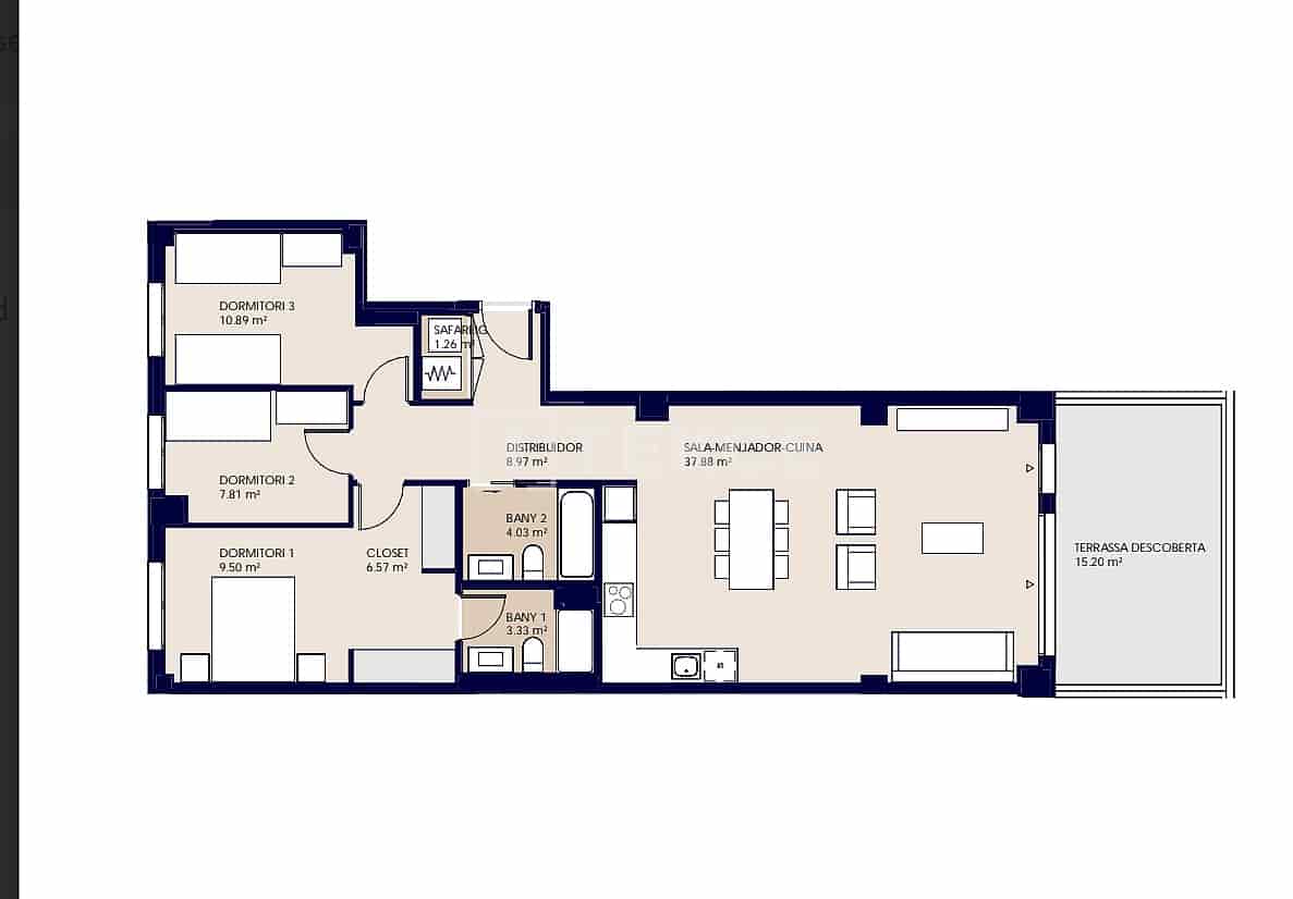 2 makuuhuone Asunto myytävänä paikassa Terrassa mukana uima-altaan - 354 000 € (Ref: 9626972)