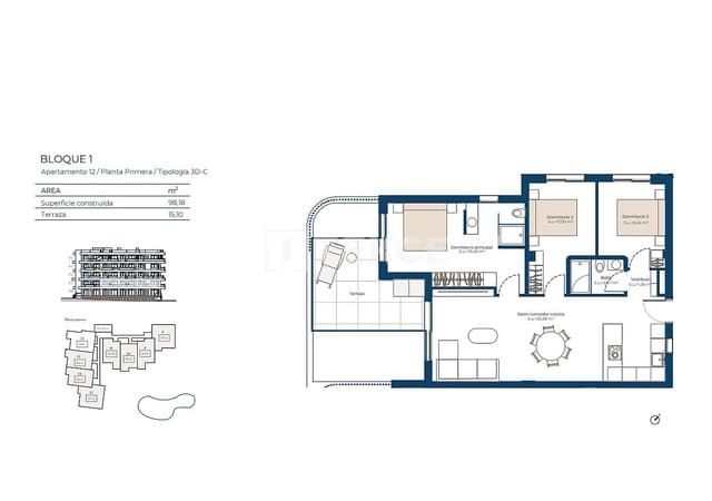 Piso de 2 habitaciones en Cañada de San Pedro, Murcia ciudad en venta con piscina - 410.000 € (Ref: 9665622)