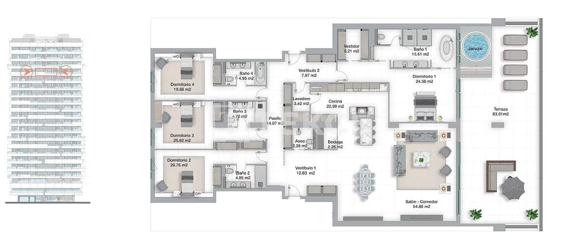 4 chambre Appartement à vendre à Malaga ville avec piscine - 3 950 000 € (Ref: 9761603)