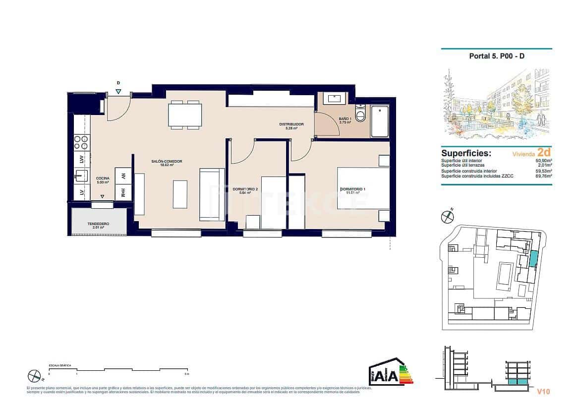 2 slaapkamer Flat te koop in Alicante stad met zwembad - € 231.000 (Ref: 9923119)