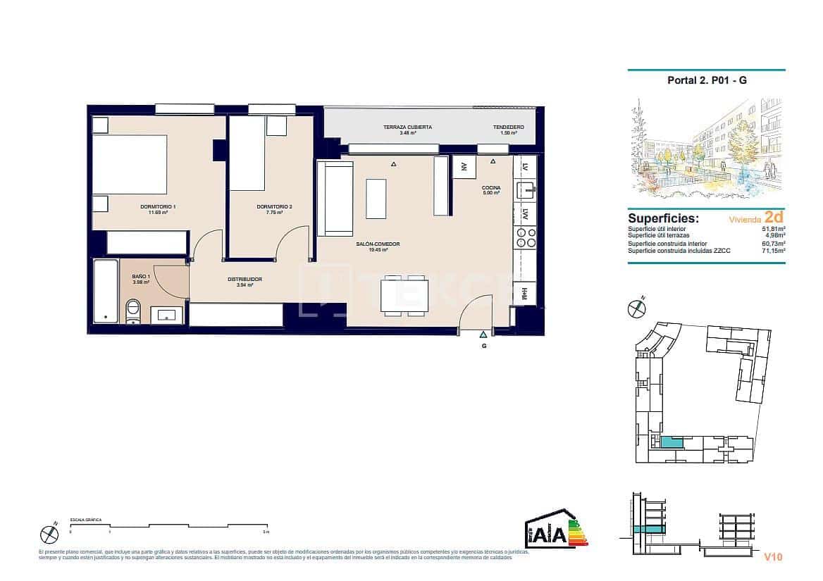 2 slaapkamer Flat te koop in Alicante stad met zwembad - € 231.000 (Ref: 9923119)