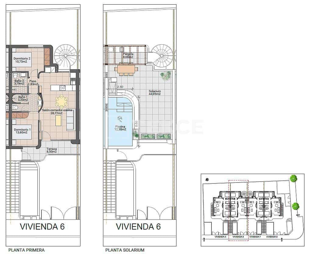 2 bedroom Flat for sale in Pilar de la Horadada with pool - € 275,000 (Ref: 9928613)