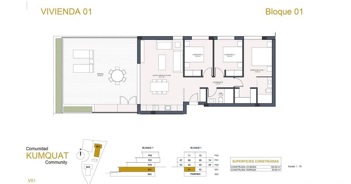 3 chambre Appartement à vendre à Las Colinas Golf avec piscine - 535 000 € (Ref: 10022686)