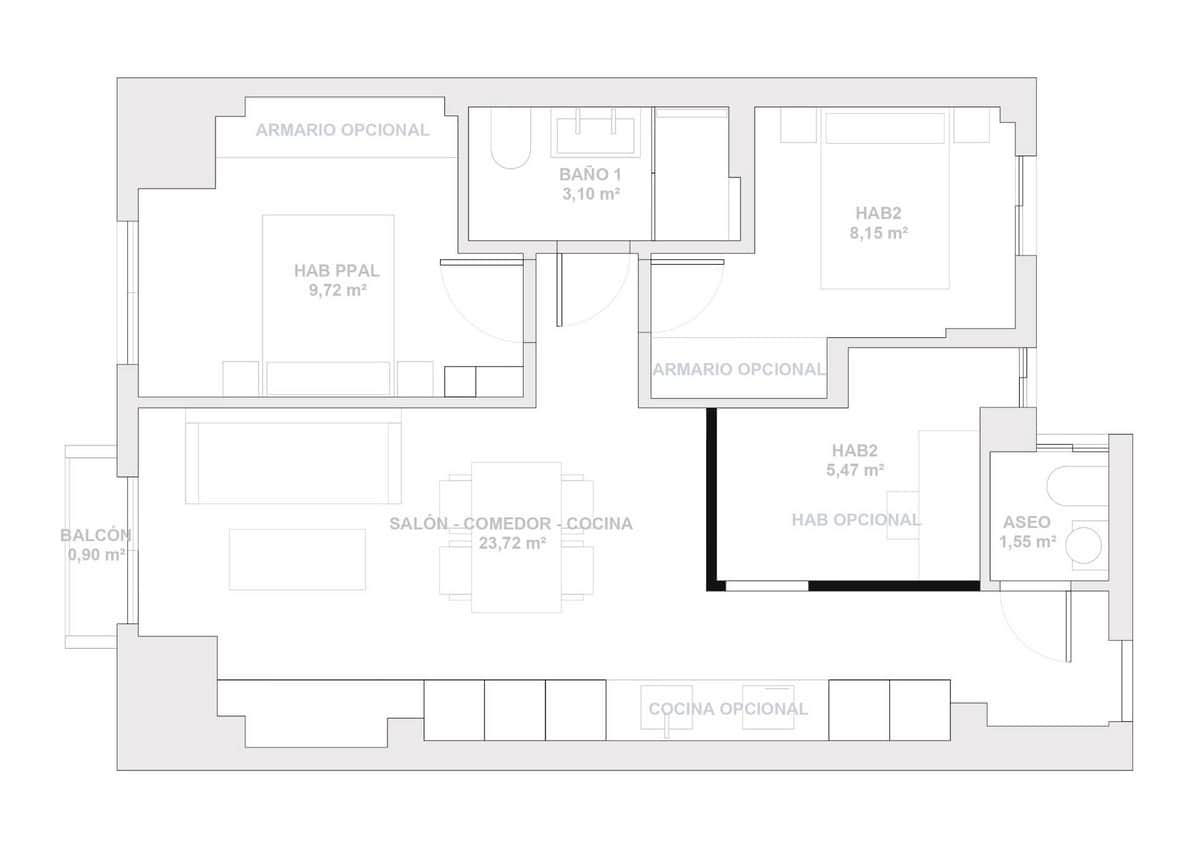 Apartamento de 2 habitaciones en Málaga ciudad en venta - 349.000 € (Ref: 10122583)