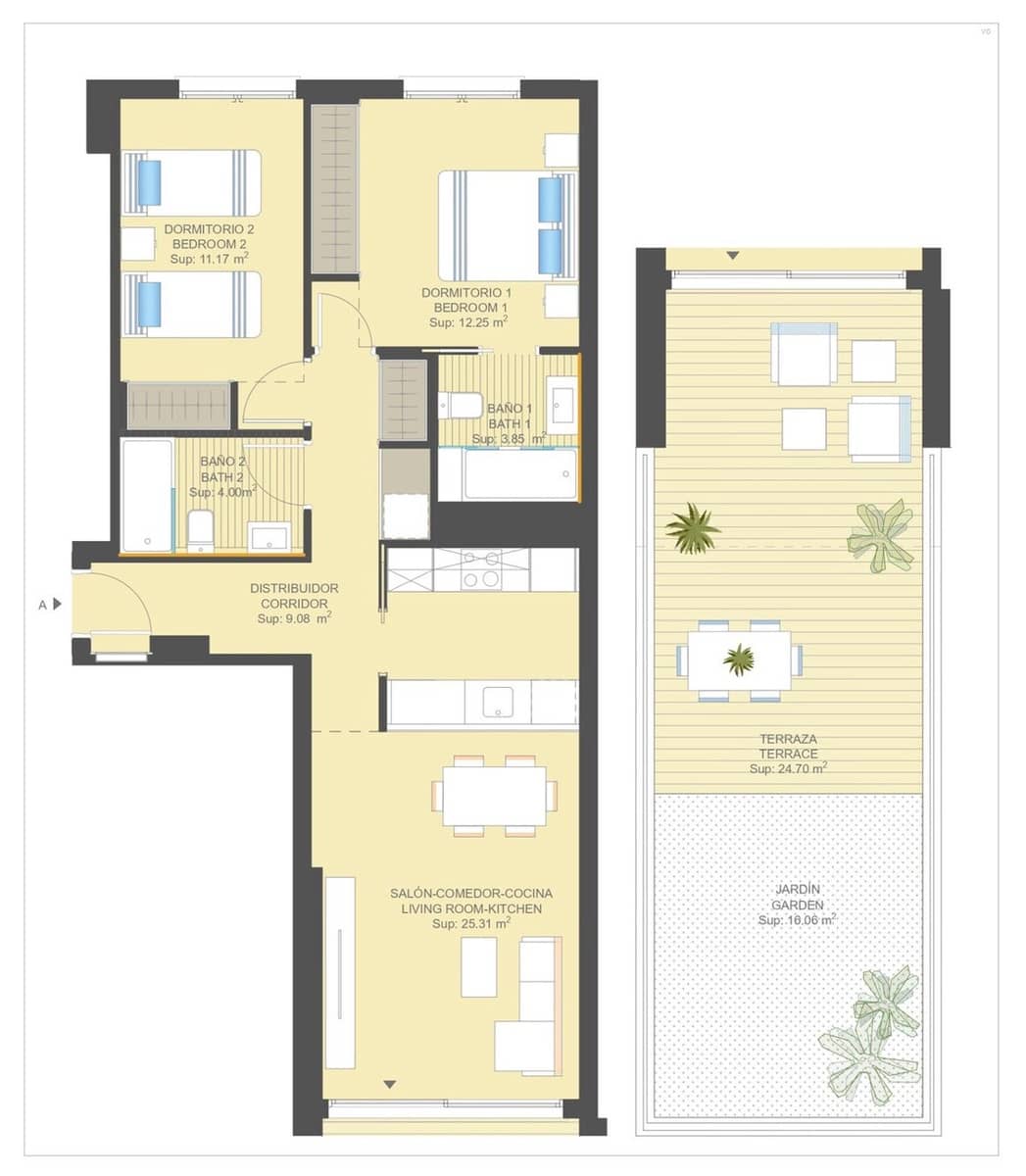 Apartamento de 2 habitaciones en Campoamor en venta con piscina - 284.000 € (Ref: 10172609)