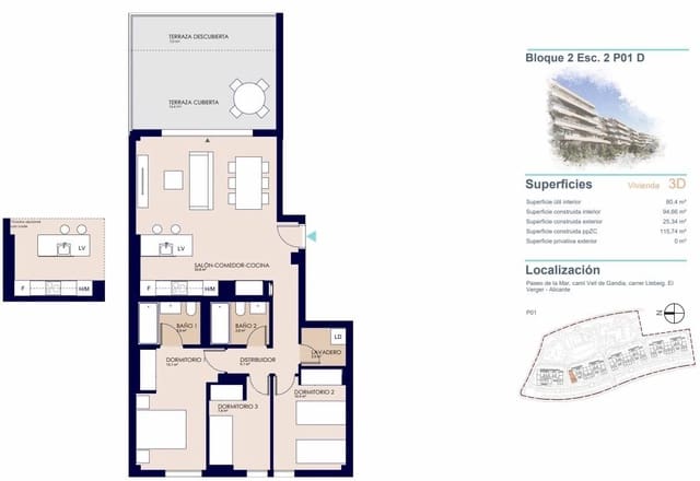 3 soverom Leilighet til salgs i El Vergel / Verger med svømmebasseng - € 395 000 (Ref: 9514514)