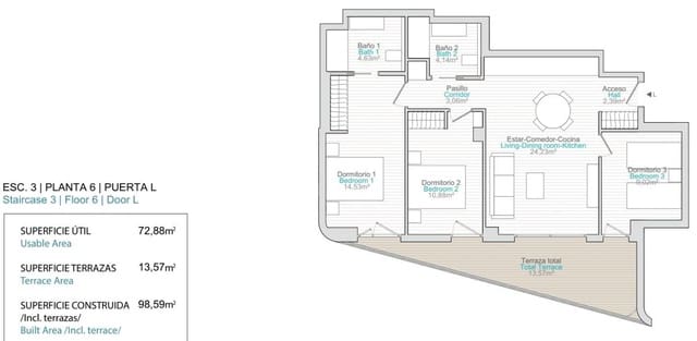 3 Zimmer Apartment zu verkaufen in La Villajoyosa / Vila Joiosa mit Pool - 515.000 € (Ref: 9514566)